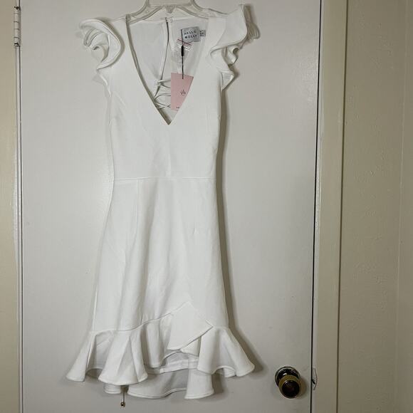 NEW! Hello Molly Take the Reigns White ruffle hem lace back mini dress US 6 Med - Picture 3 of 8